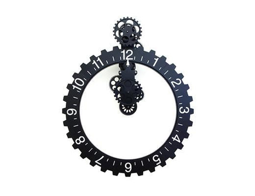 Big Wheel Hour Wall Clock Black