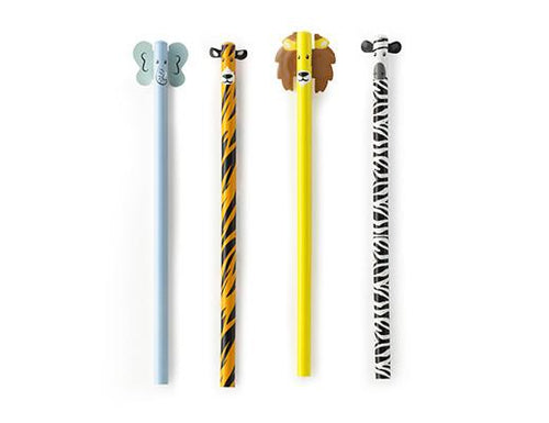 Safari Animal Pencil Set Of 4